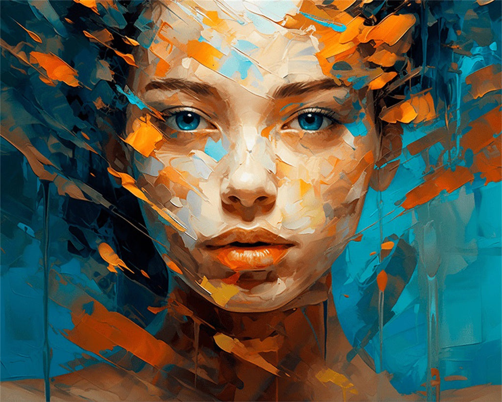 DIAMOND PAINTING I BLICK IN TÜRKIS UND ORANGE