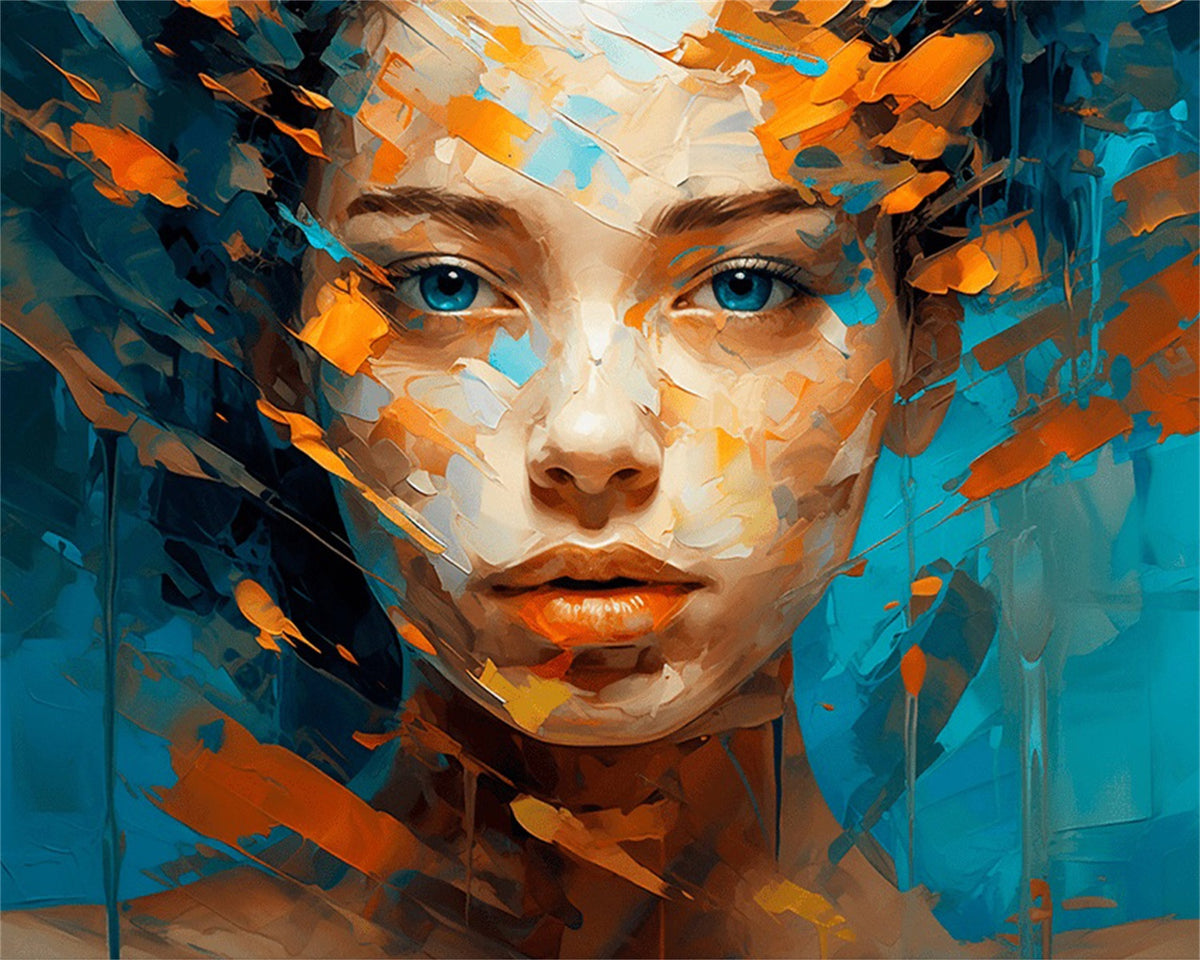DIAMOND PAINTING I BLICK IN TÜRKIS UND ORANGE