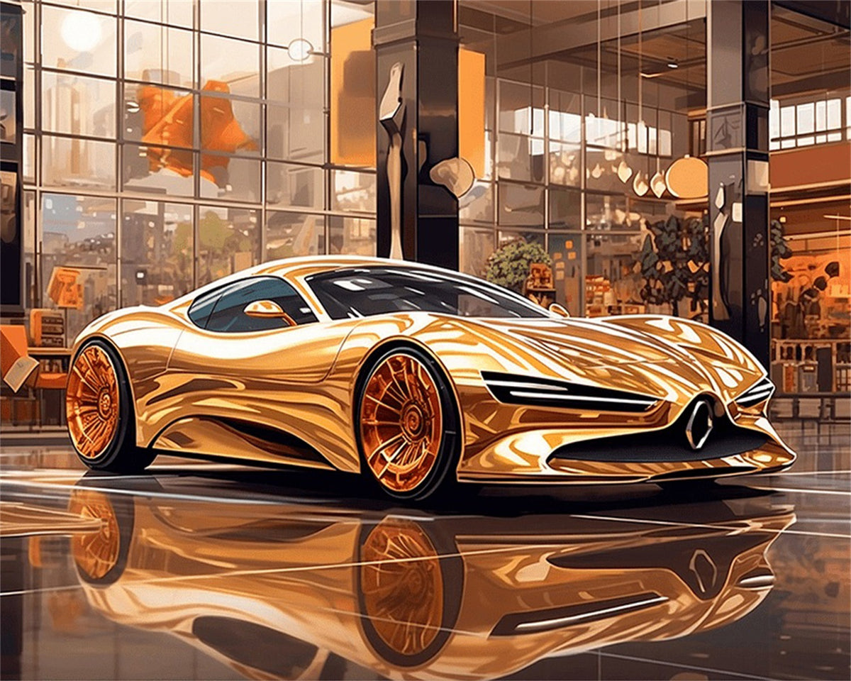 DIAMOND PAINTING I GOLDENER LUXUS-SPORTWAGEN