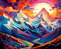 DIAMOND PAINTING I BERGGIPFEL IM FARBENFEUER