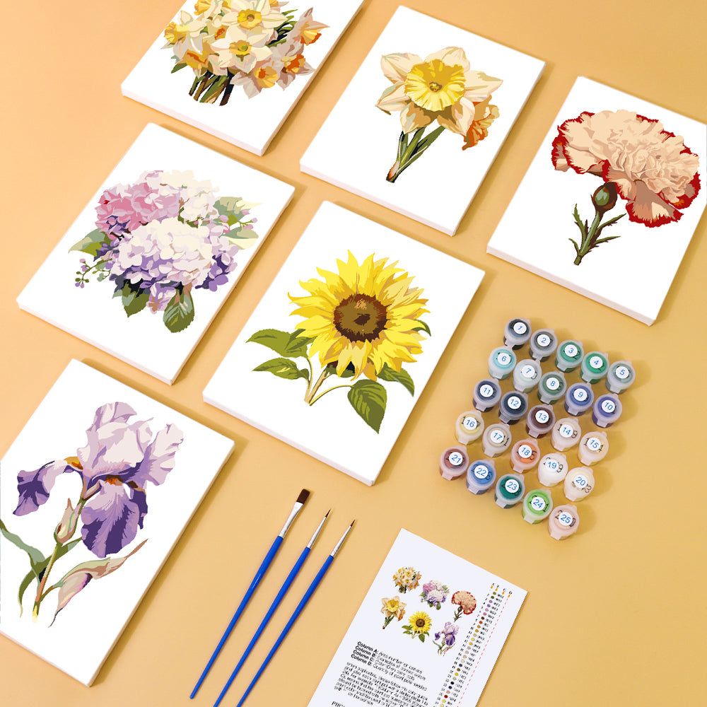 MINI PEINTURE PAR NUMÉROS I AMOUR FLORAL (Lot de 6)