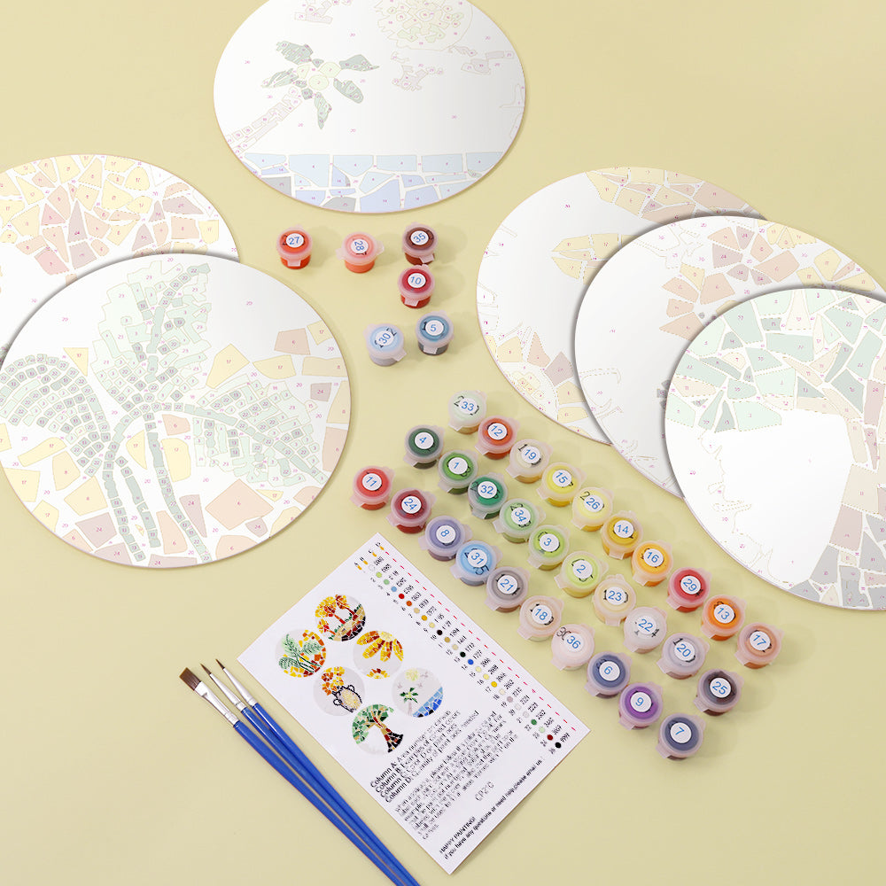 MNZ Telleruntersetzer Mosaik mit Naturmotiven (6er Set)