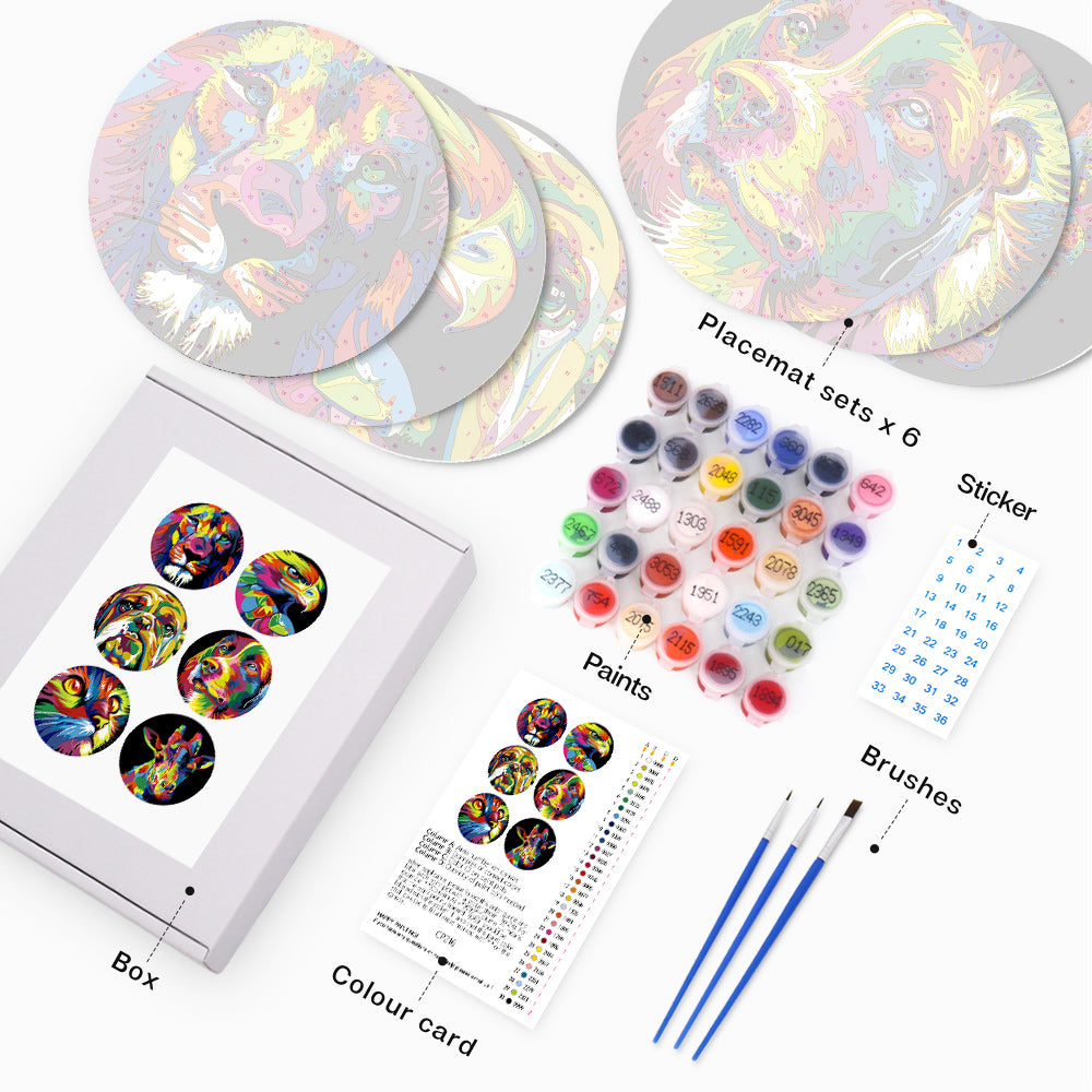 MNZ Telleruntersetzer Bunte Tierporträts (6er Set)