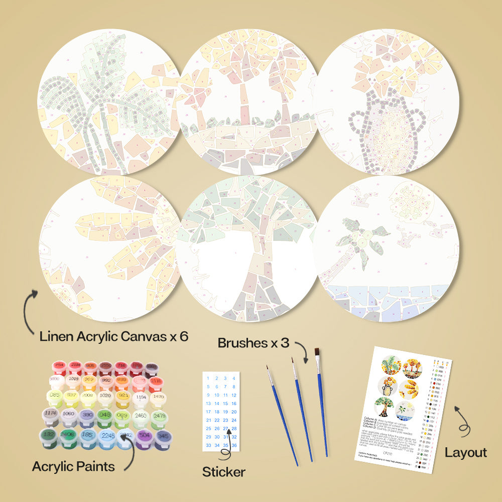 MNZ Telleruntersetzer Mosaik mit Naturmotiven (6er Set)