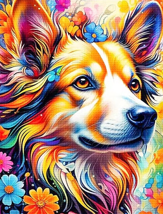 DIAMOND PAINTING I HUNDEZAUBER IN REGENBOGENFARBEN