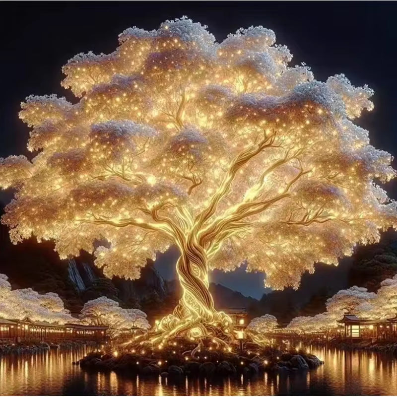 DIAMOND PAINTING I GOLDENER LICHTERBAUM