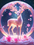 DIAMOND PAINTING I HIRSCH IM ROSAROTEN STERNENLICHT
