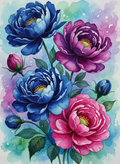 MALEN NACH ZAHLEN I BLÜTENTRAUM IN BLAU UND ROSA