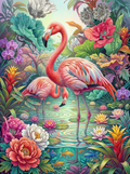 MALEN NACH ZAHLEN I FLAMINGOS IM BLÜTENPARADIES