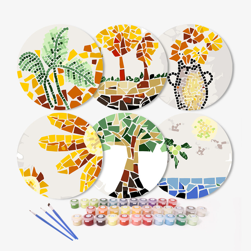 MNZ Telleruntersetzer Mosaik mit Naturmotiven (6er Set)