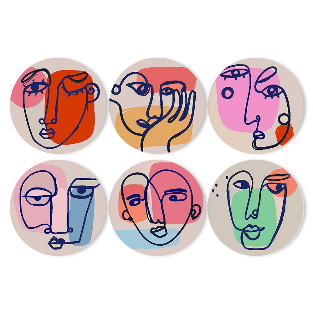 MNZ Telleruntersetzer Künstlerische Gesichter (6er Set)