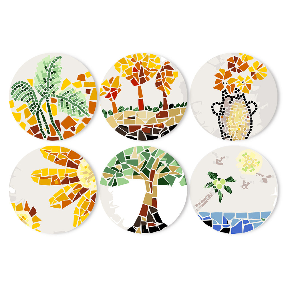 MNZ Telleruntersetzer Mosaik mit Naturmotiven (6er Set)
