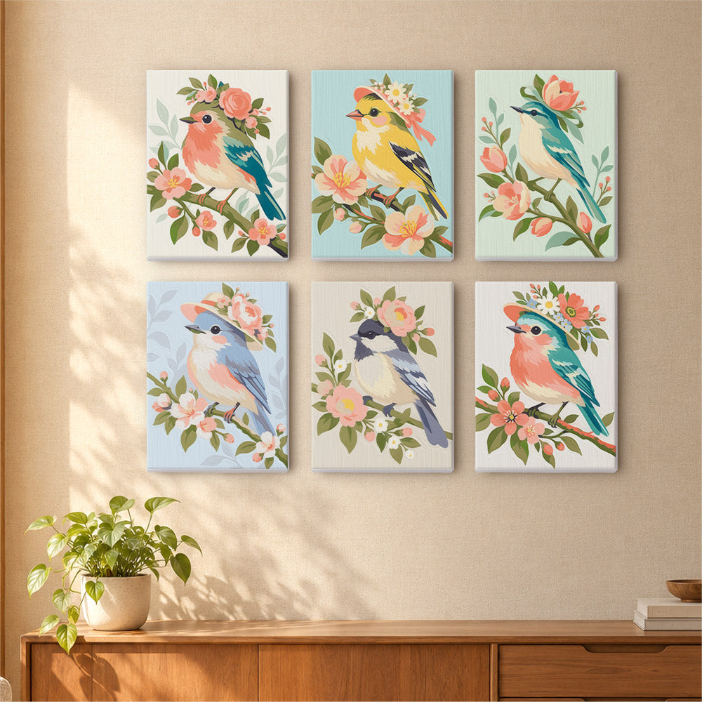 MINI MALEN NACH ZAHLEN I Blütenvögel (6er Set)