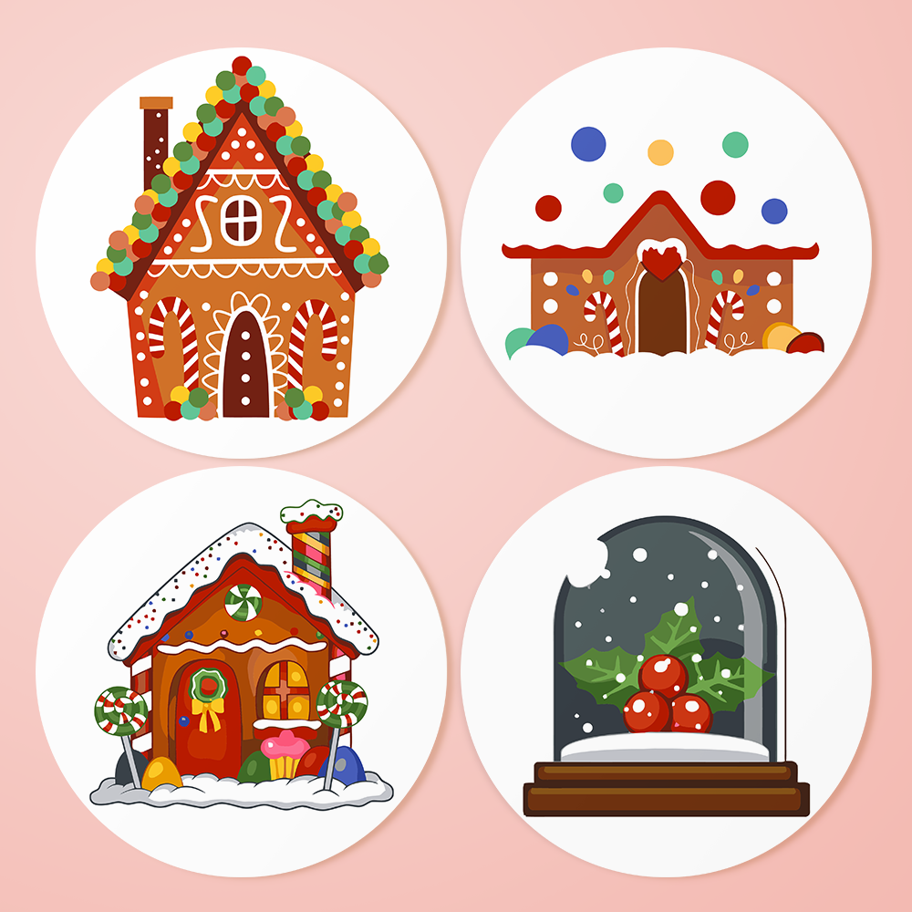 MNZ Telleruntersetzer Weihnachtshaus (4er Set)