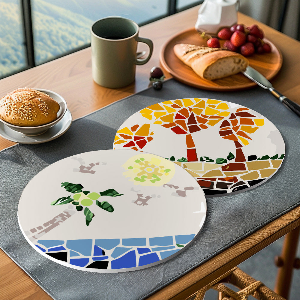 MNZ Telleruntersetzer Mosaik mit Naturmotiven (6er Set)