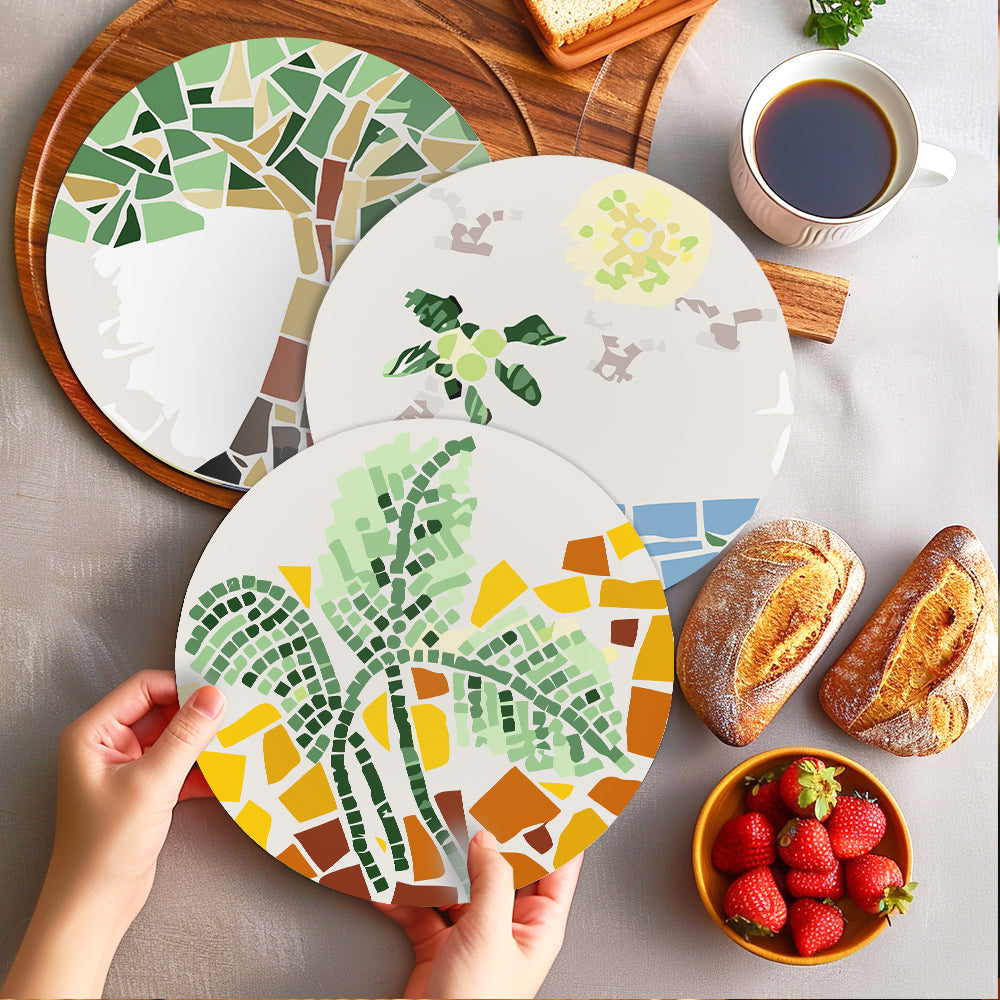 MNZ Telleruntersetzer Mosaik mit Naturmotiven (6er Set)