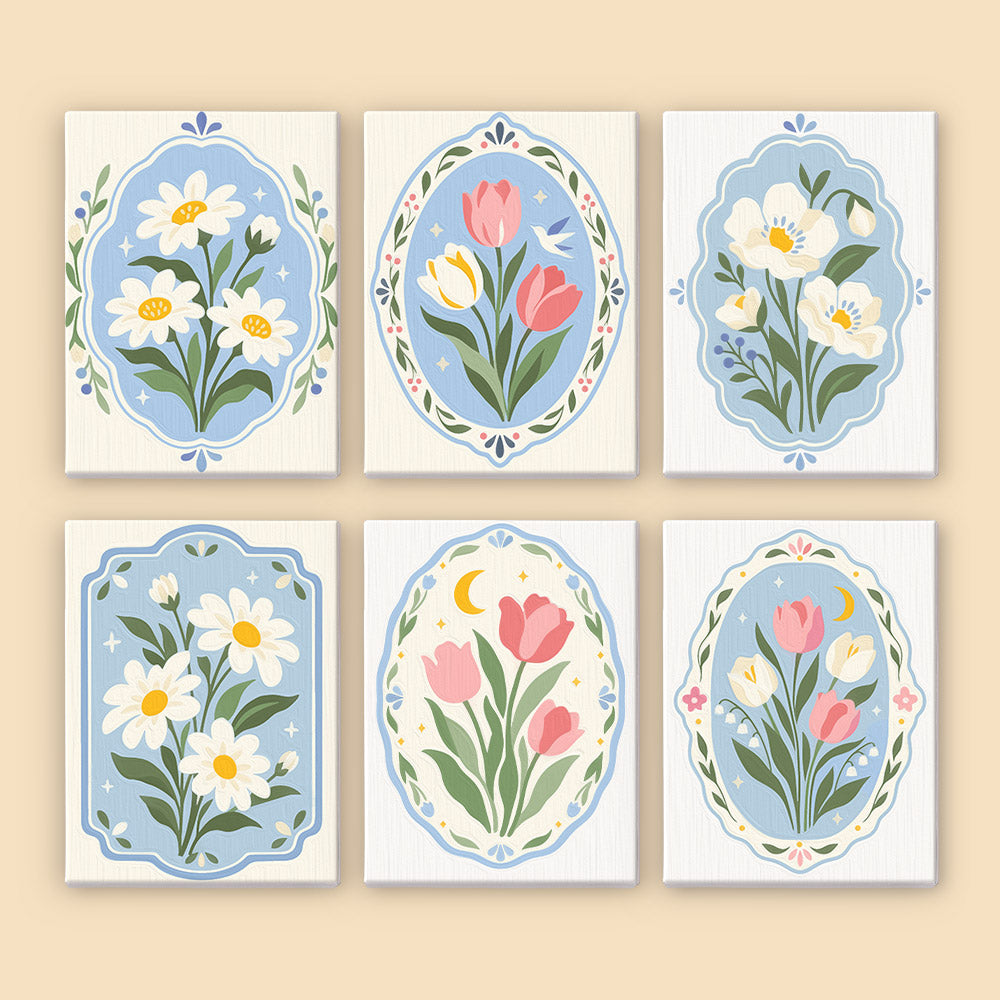 MINI MALEN NACH ZAHLEN I Frühlingsblüten (6er Set)