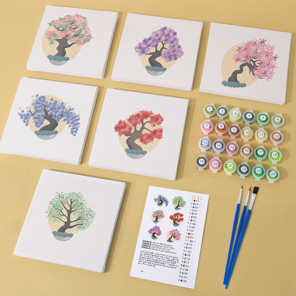 MINI MALEN NACH ZAHLEN I BLOOMING TREES (6er Set)
