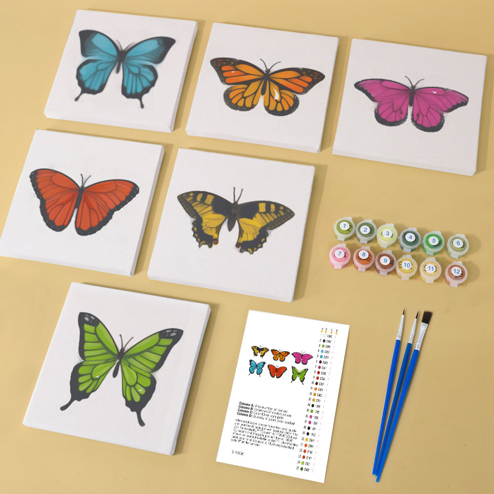 MINI PEINTURE PAR NUMÉROS | MAGIE DES PAPILLONS (lot de 6)