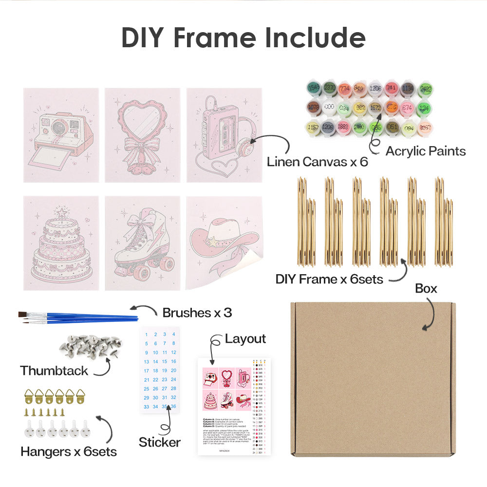 MINI MALEN NACH ZAHLEN I Girly Dreams (6er Set)