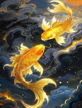 DIAMOND PAINTING I GOLDENE KOIS IM LICHTERTANZ