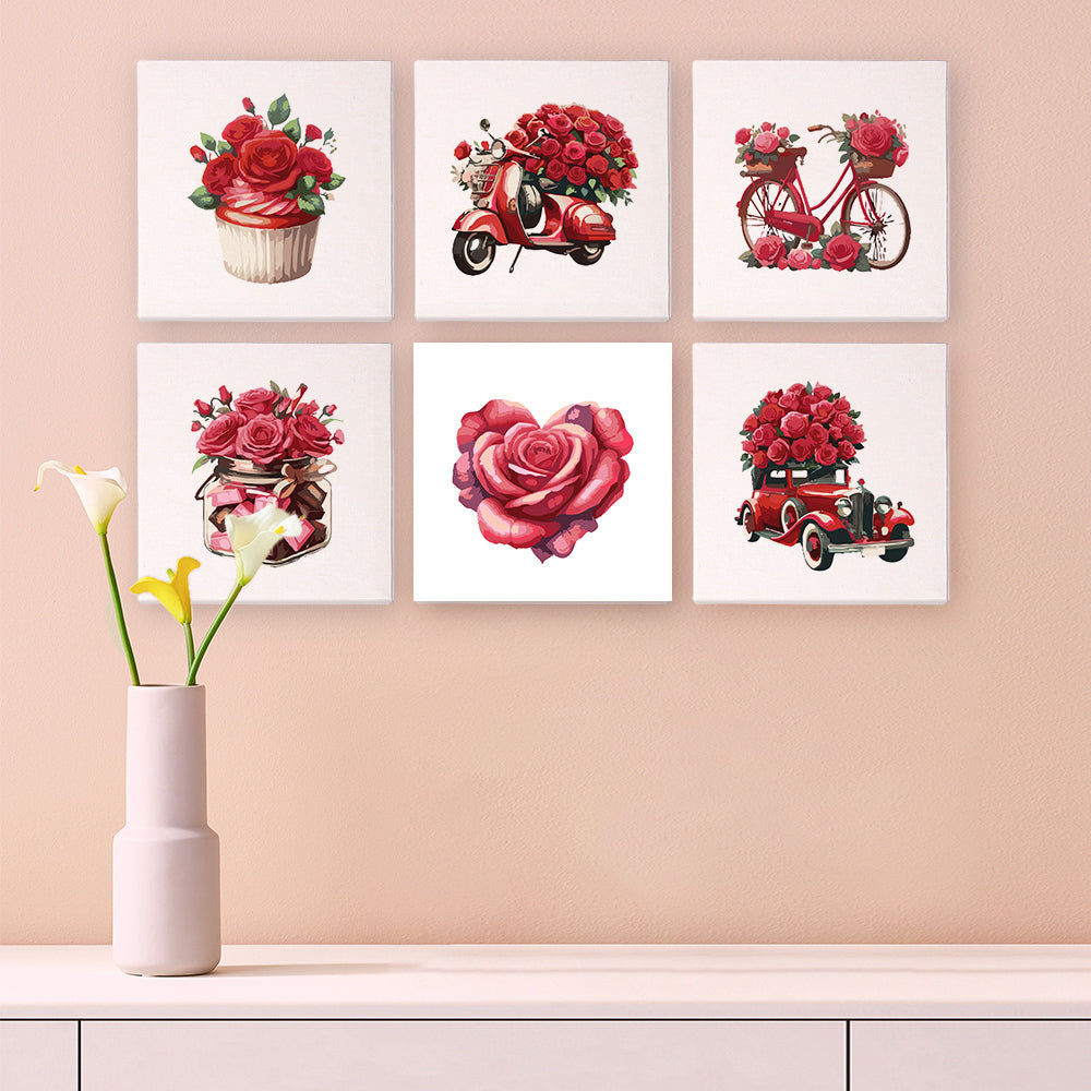 MINI MALEN NACH ZAHLEN I ROMANTIC ROSES (6er Set)