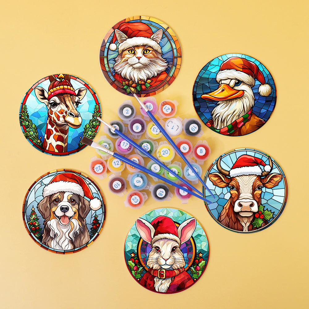 MNZ Tassenuntersetzer Weihnachtliche Tierfreunde (6er Set)
