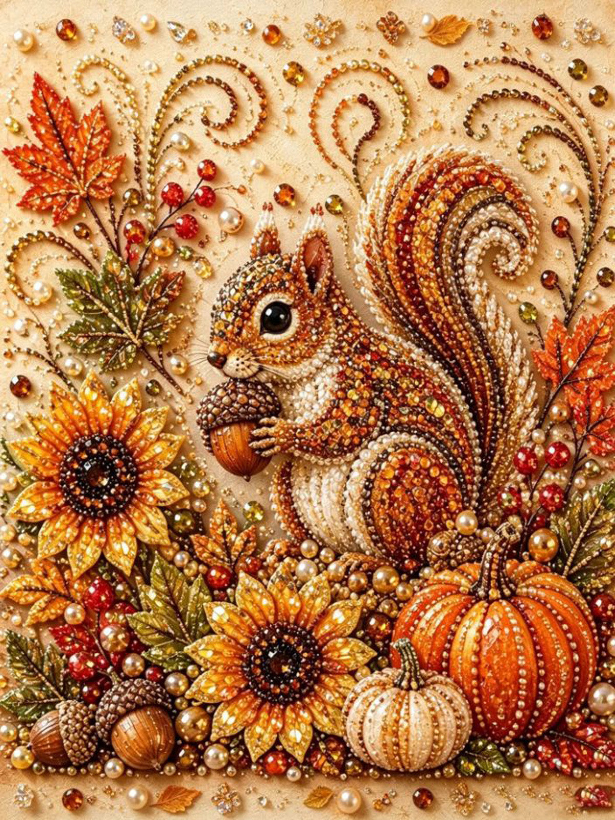 PEARL PAINTING I EICHHÖRNCHEN IM GOLDENEN HERBST