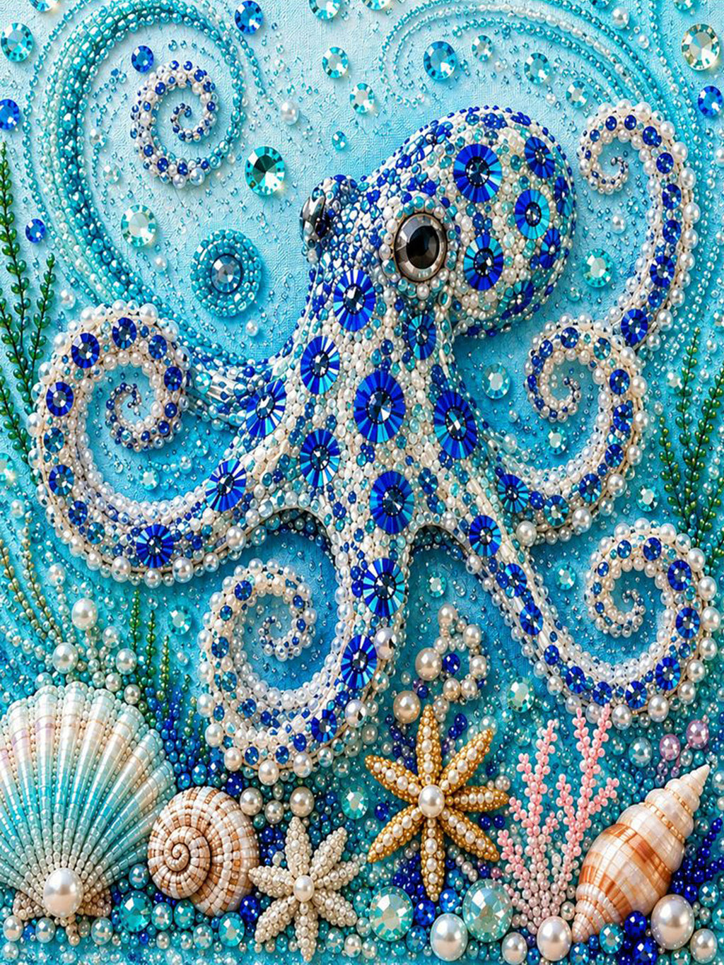 PEARL PAINTING I KLEINER OKTOPUS IM PERLENMEER