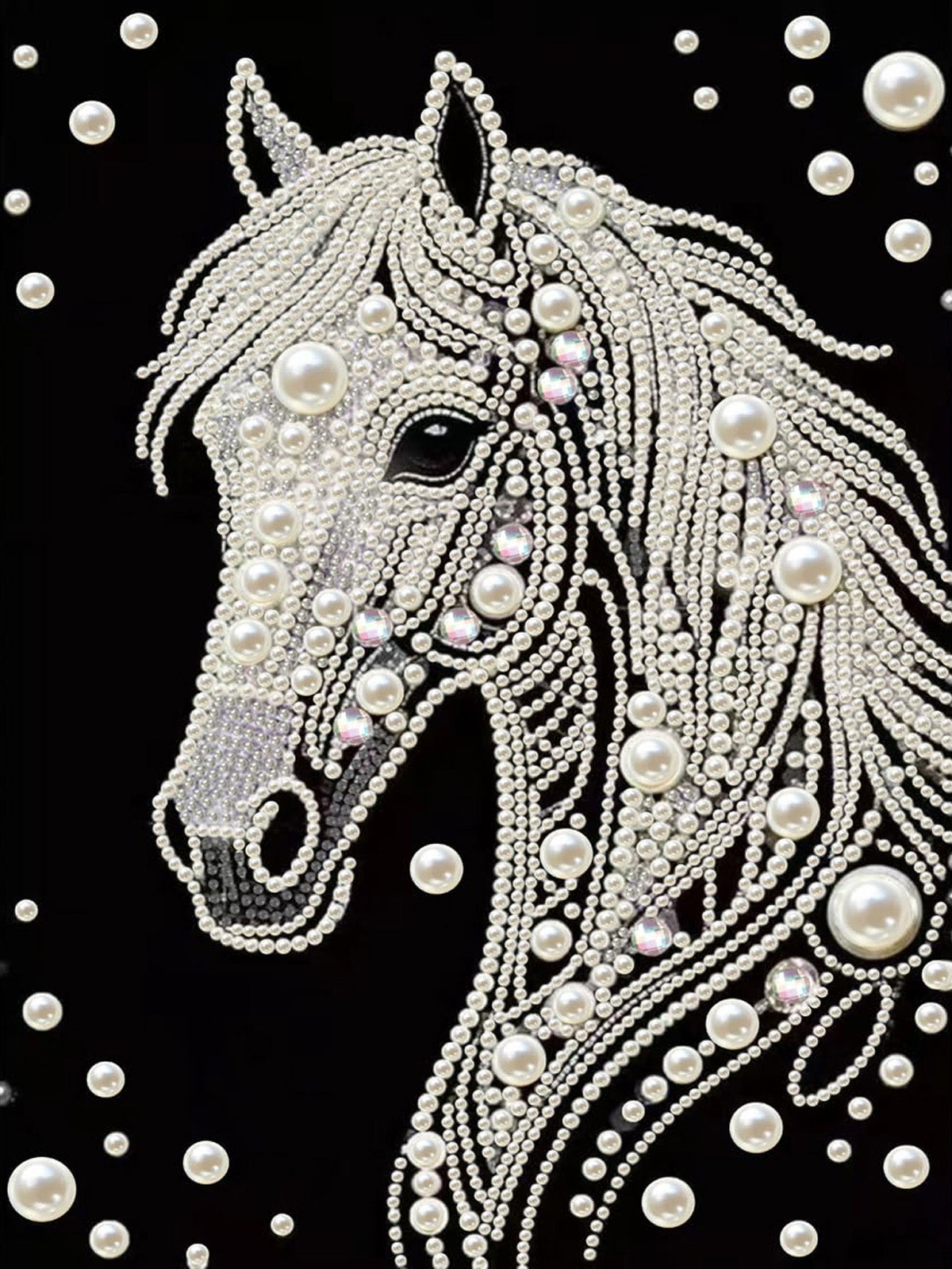 PEARL PAINTING I WEISSES PFERD IM PERLENGLANZ