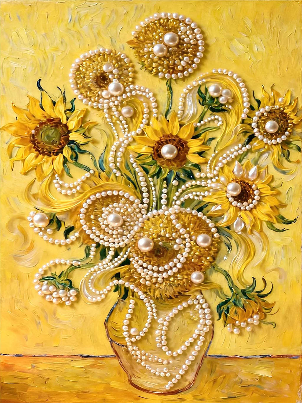 PEARL PAINTING I SONNENBLUMEN IN GOLDENEM LICHT