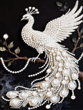 PEARL PAINTING I WEISSER PFAU IN VOLLER PRACHT