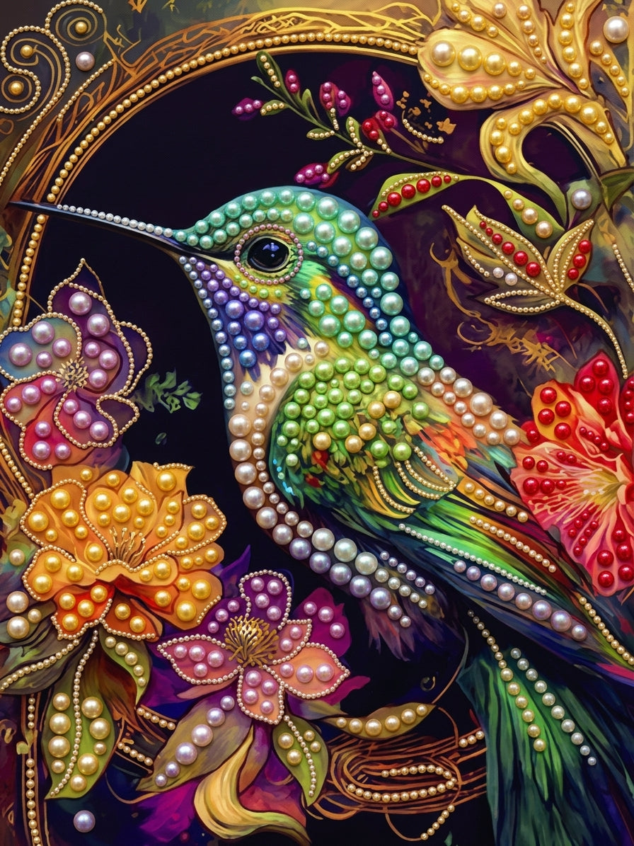 PEARL PAINTING I KOLIBRI IM BLÜTENPARADIES