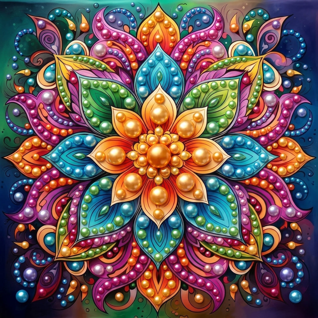 PEARL PAINTING I LEUCHTENDES BLÜTENMANDALA
