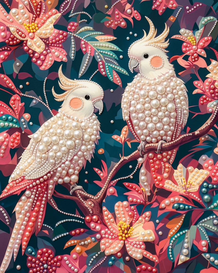 PEARL PAINTING I NYMPHENSITTICHE IM BLÜTENPARADIES