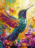 PEARL PAINTING I KOLIBRI IM GOLDENEN BLÜTENLICHT