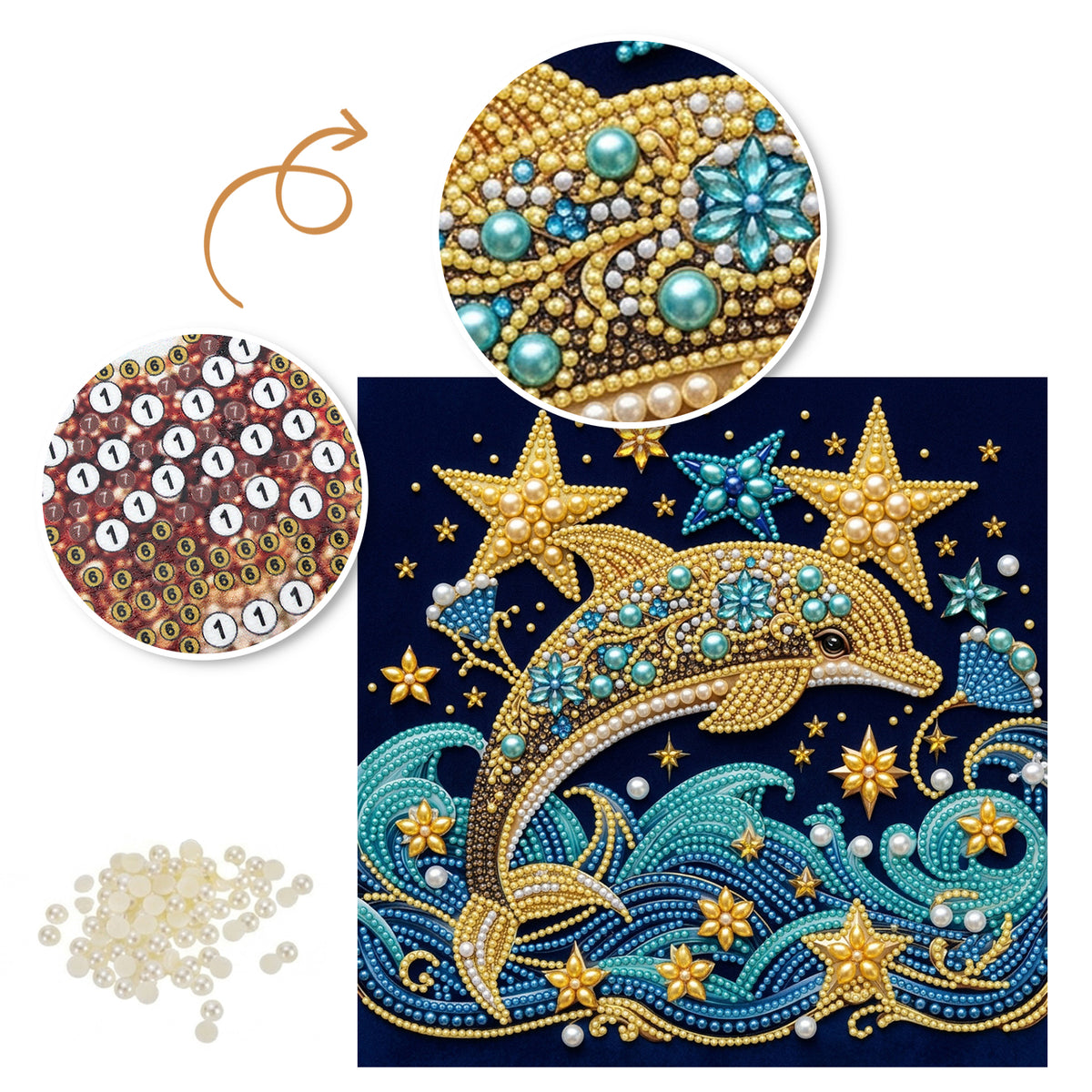 PEARL PAINTING I GOLDENER DELFIN