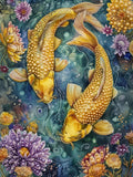 PEARL PAINTING I GOLDENE KOIS IM BLÜTENTEICH