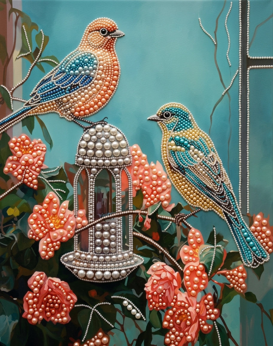 PEARL PAINTING I VOGELDUETT AN DER GARTENLATERNE