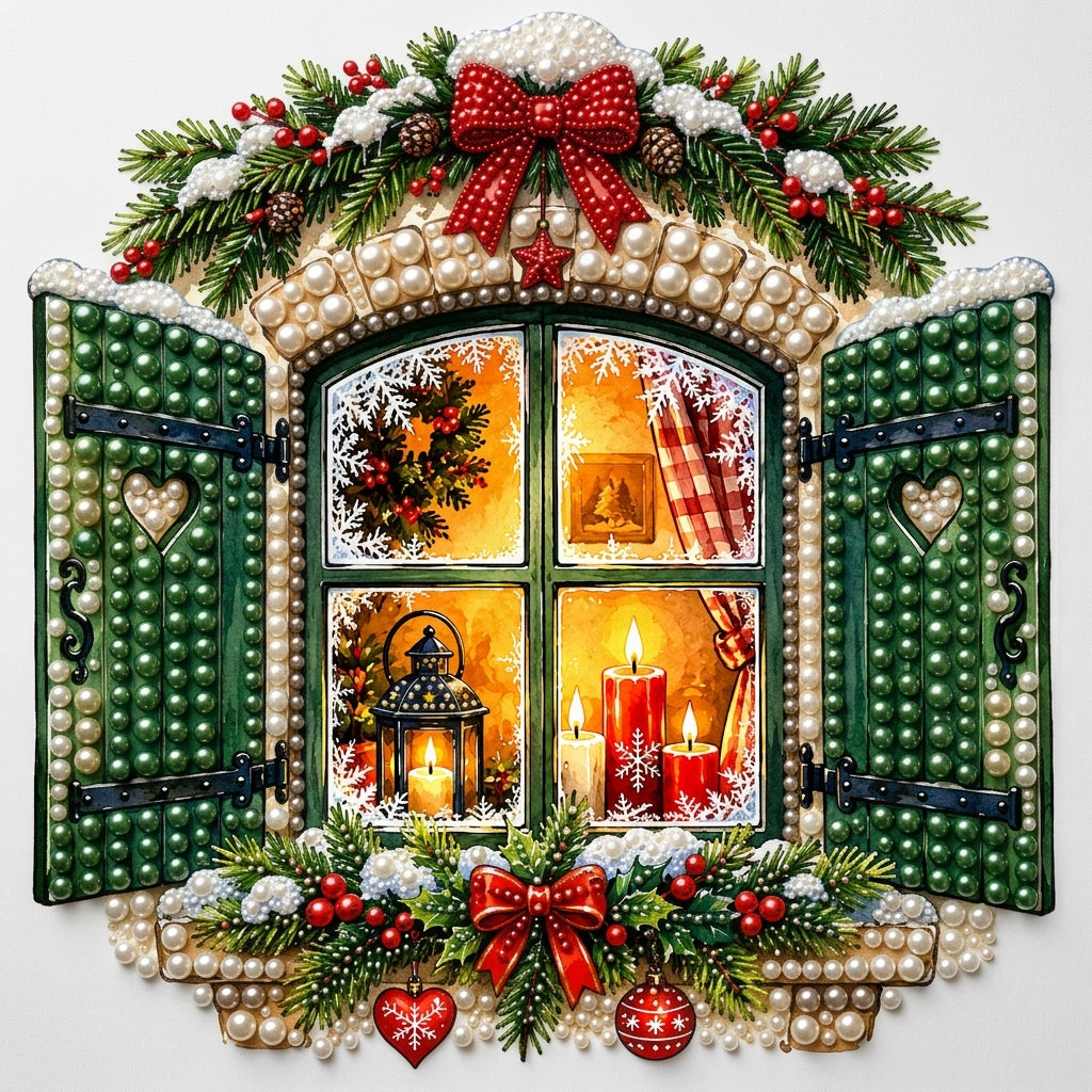 PEARL PAINTING I WEIHNACHTSFENSTER IM KERZENSCHEIN