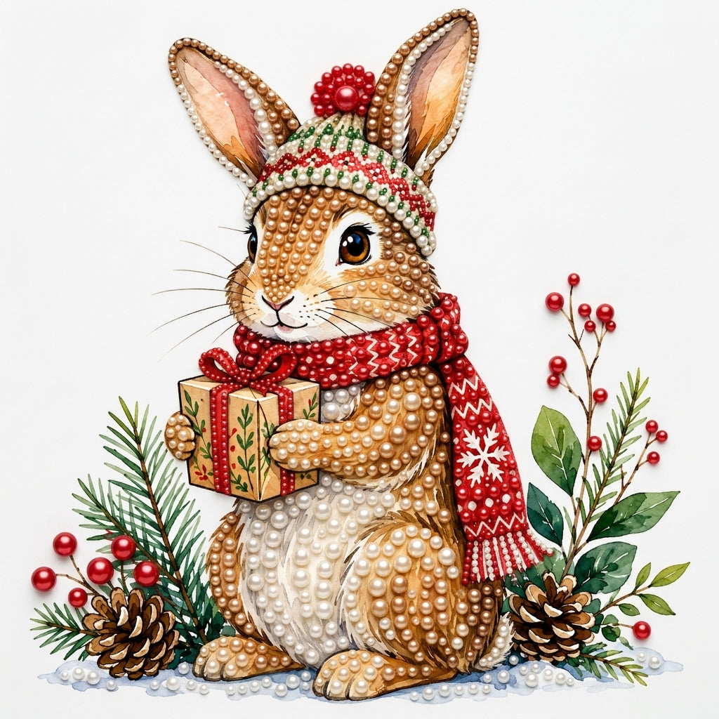 PEARL PAINTING I KLEINER HASE MIT WEIHNACHTSGESCHENK
