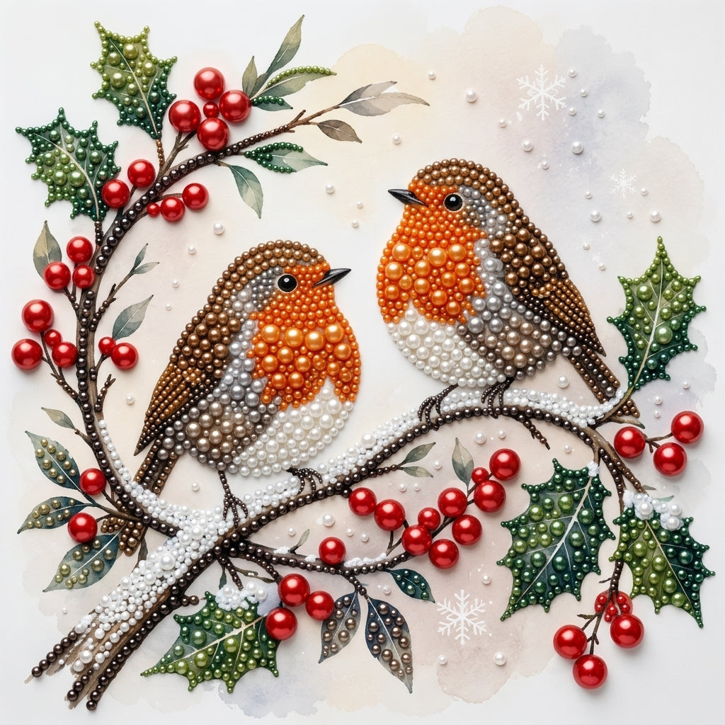 PEARL PAINTING I ROTKEHLCHEN AUF DEM WINTERZWEIG
