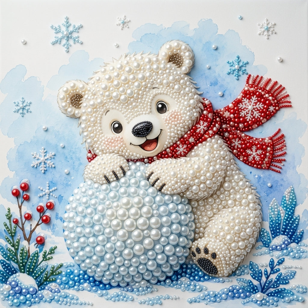 PEARL PAINTING I KLEINER EISBÄR MIT SCHNEEBALL