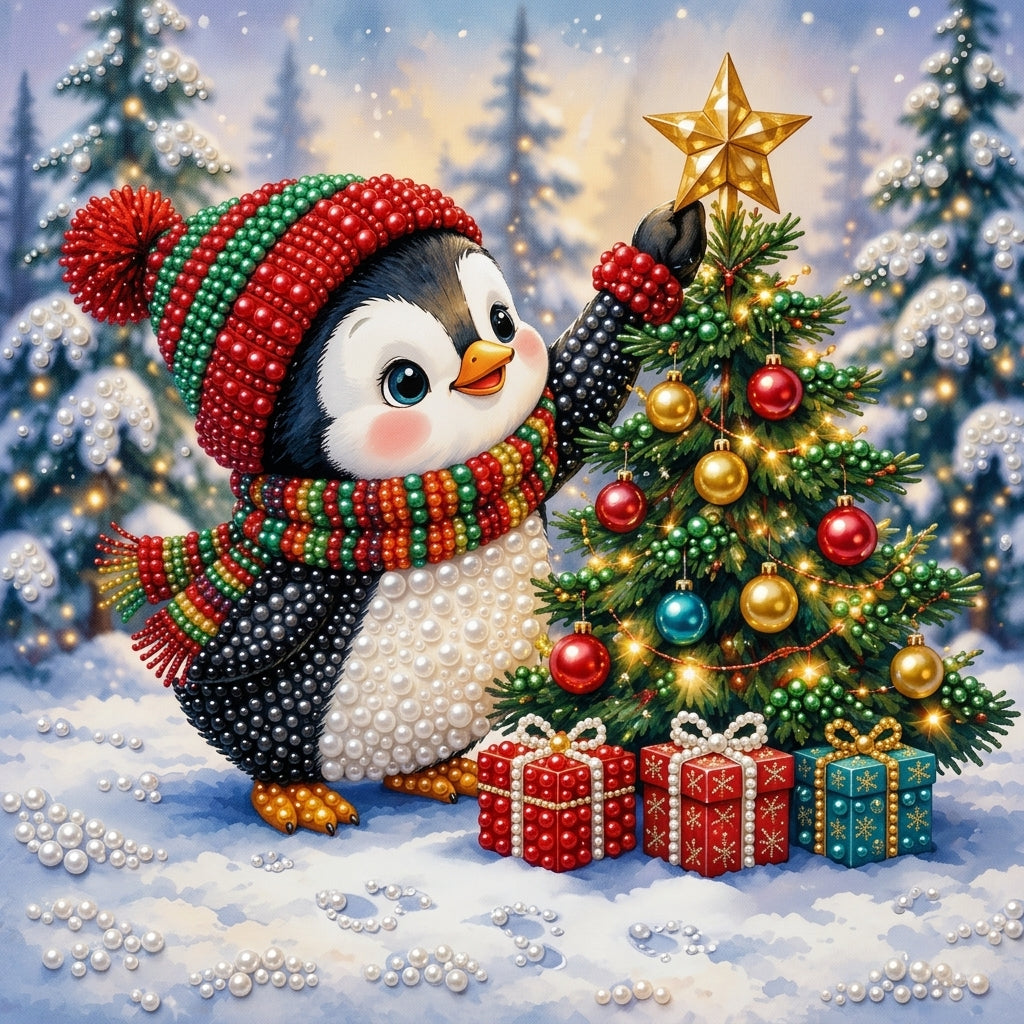 PEARL PAINTING I PINGUIN MIT DEM WEIHNACHTSSTERN