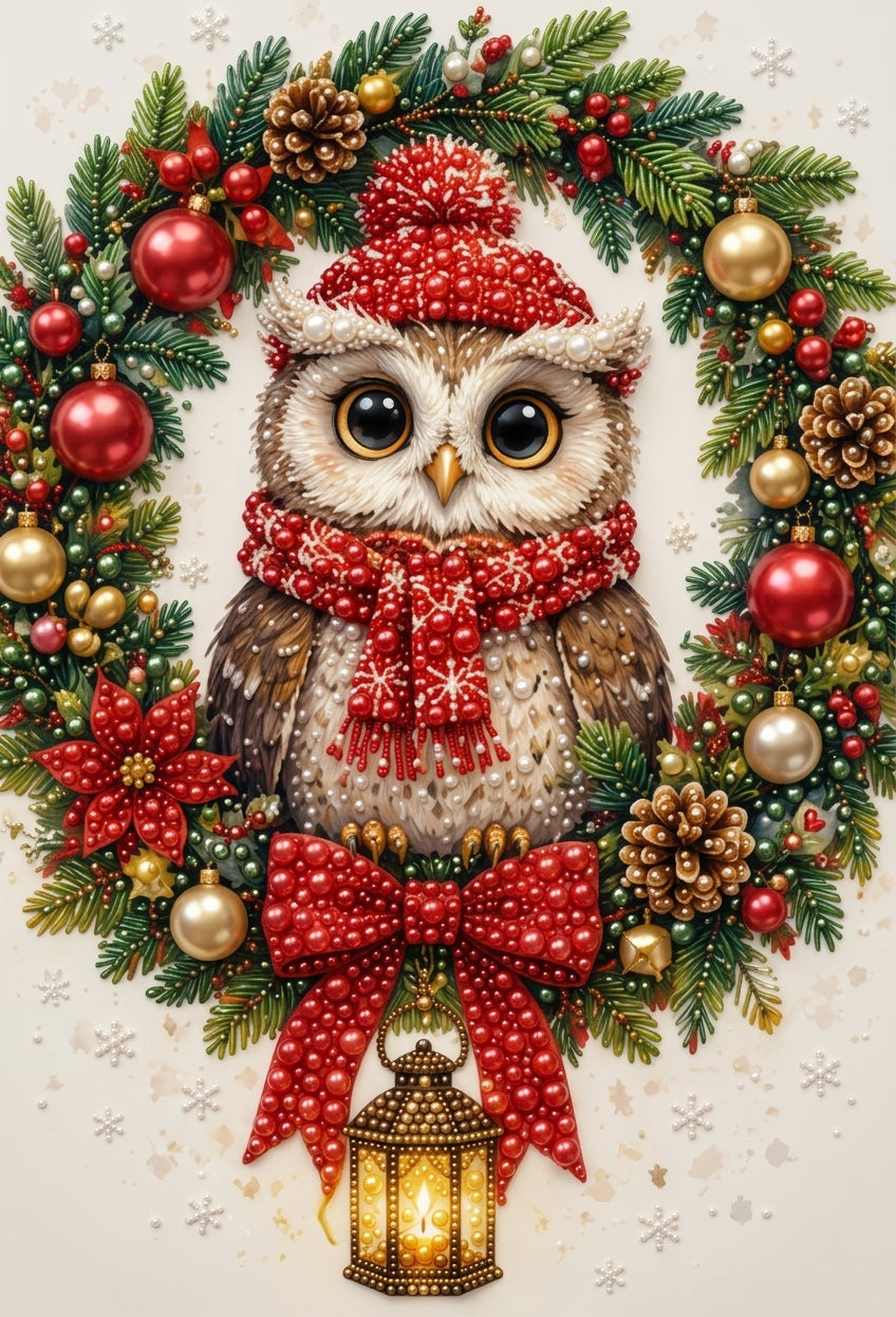 PEARL PAINTING I WEIHNACHTSEULE IM TANNENKRANZ