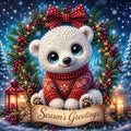 PEARL PAINTING I KLEINER EISBÄR IM WEIHNACHTSKRANZ