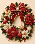 PEARL PAINTING I WEIHNACHTSKRANZ MIT ROTER SCHLEIFE